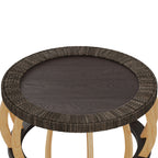 Vintage Rattan Solid Wood Round Coffee Table