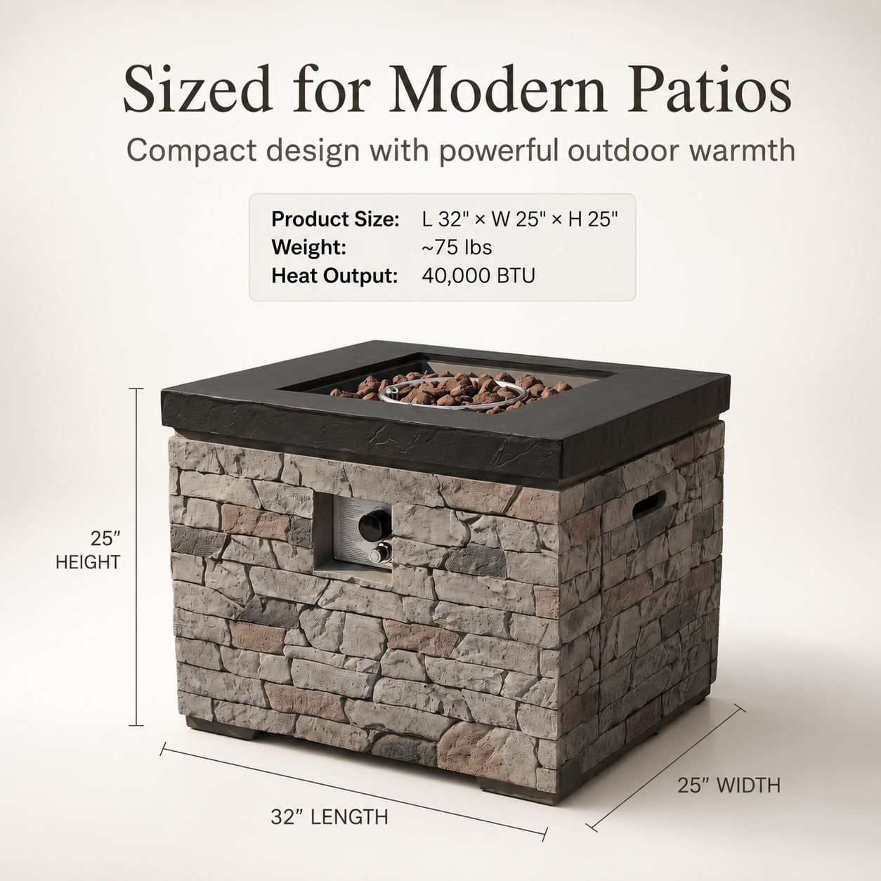 32-Inch Outdoor Fire Pit Table