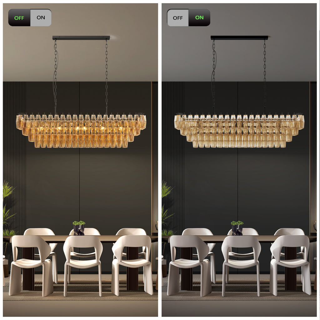54" Black Rectangular Chandelier