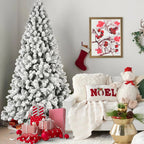 8ft Flocked Pre-Lit Christmas Tree with 500 UL Warm Lights