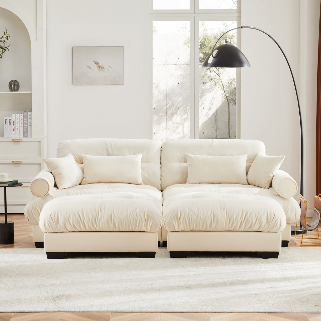 Over Size Modern Two-Seater Sofa with Ottoman
