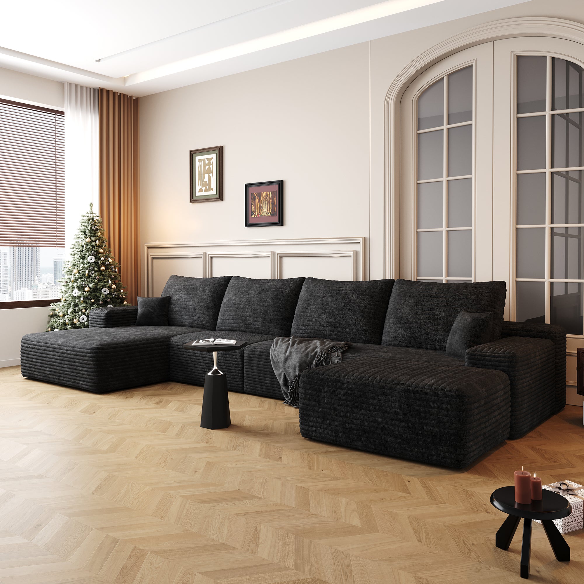 135" Cloud Sectional Sofa with 1 Ottoman