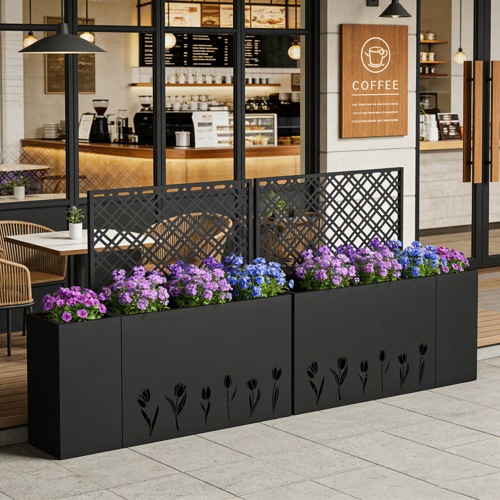 2-Piece Metal Planter Box with Trellis