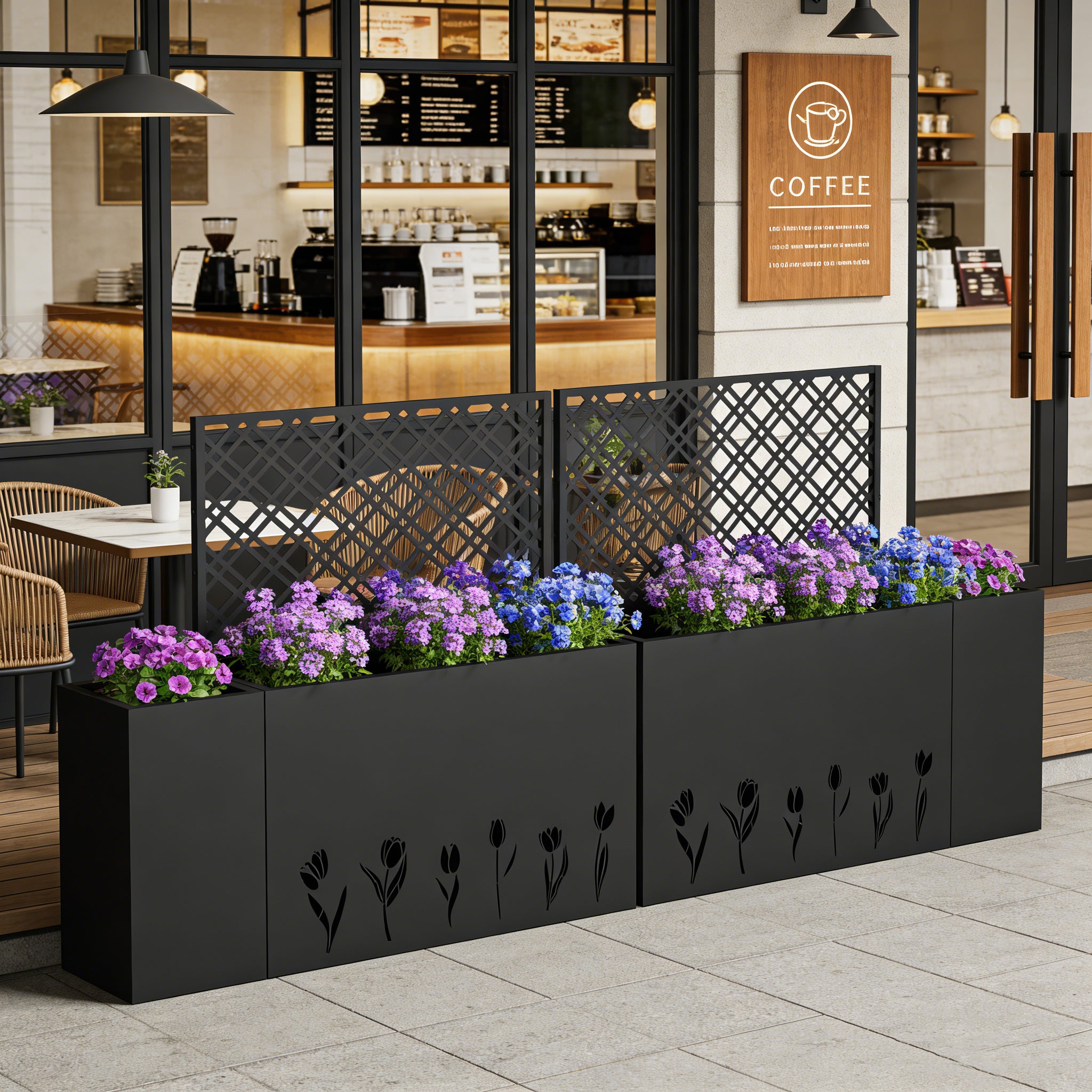 2-Piece Metal Planter Box with Trellis