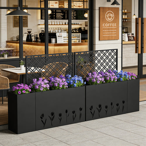 2-Piece Metal Planter Box with Trellis