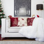Merry Christmas Embroidered Poly Pillow