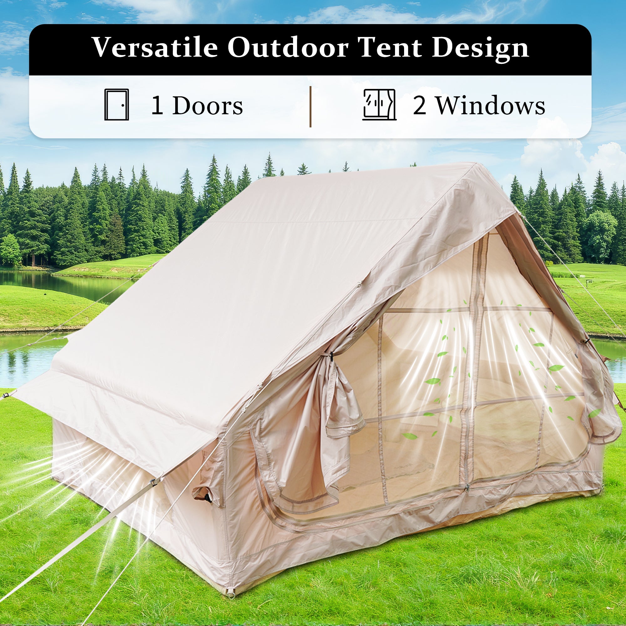Inflatable Tent With Pump, Glamping Tents For 4-6 Person