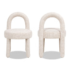 Penny Round Arched Fully Upholstered Dining Side Chair, Set of 2, Travertine