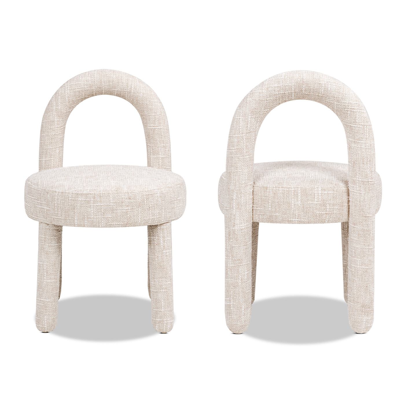 Penny Round Arched Fully Upholstered Dining Side Chair, Set of 2, Travertine