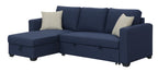 Navy Reversible Sectional with Pop-Up Sleeper and Storage Chaise