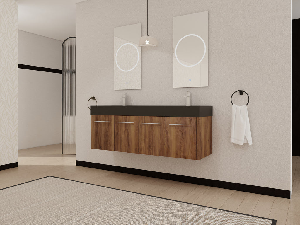 60 Inch Wall-Mounted Bathroom Vanity with Sink