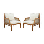 2 Piece Acacia Wood Patio Furniture Club Chair Set
