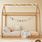 Twin Size Wooden House Bed, Wood Color