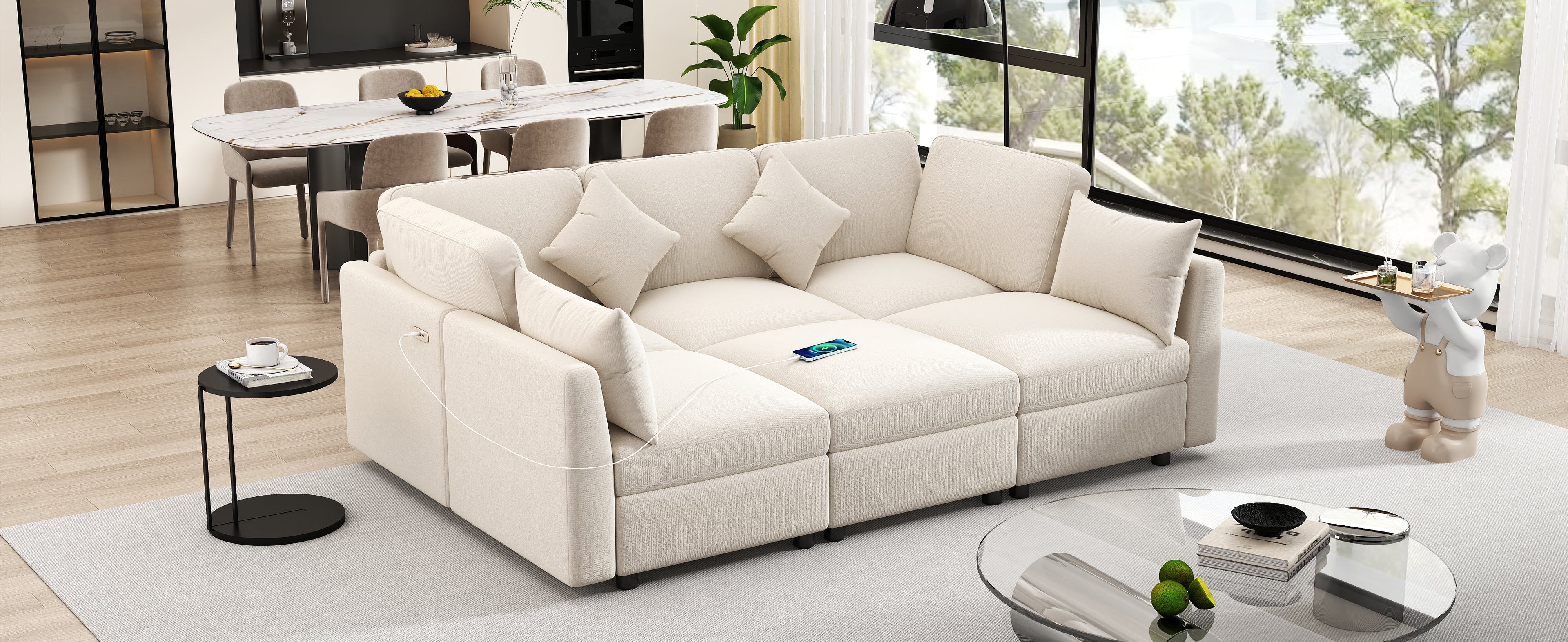 86.6" Sectional Sofa Modular Sofa U-shaped Sofa Couch