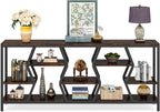 70.9 Inches Sofa Console Table with 4 Tier Wood Storage Shelves