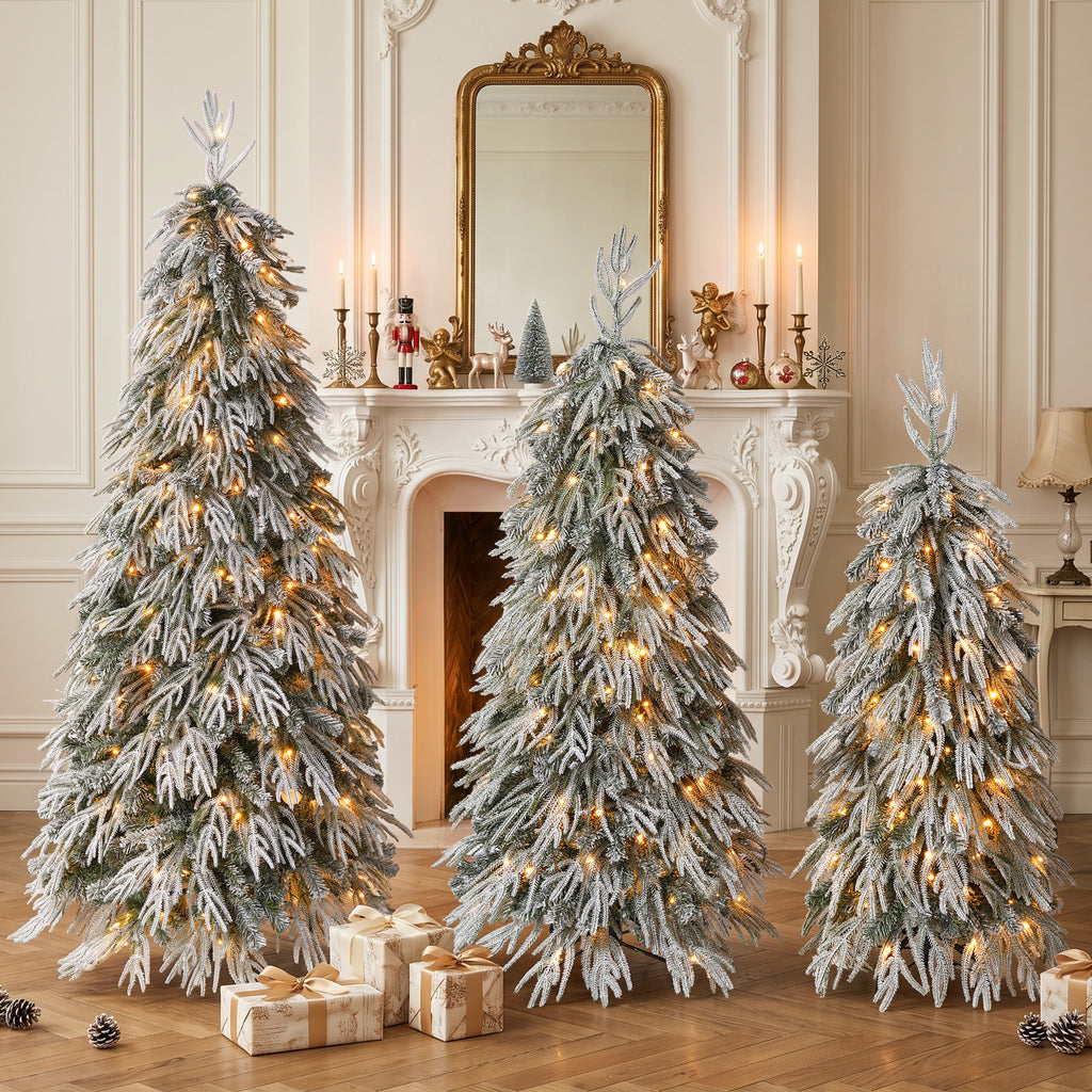 Snowy Cascading Christmas Trees 3-Piece Set