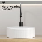 Small Bathroom Sink - 14 Inch Round Porcelain Ceramic