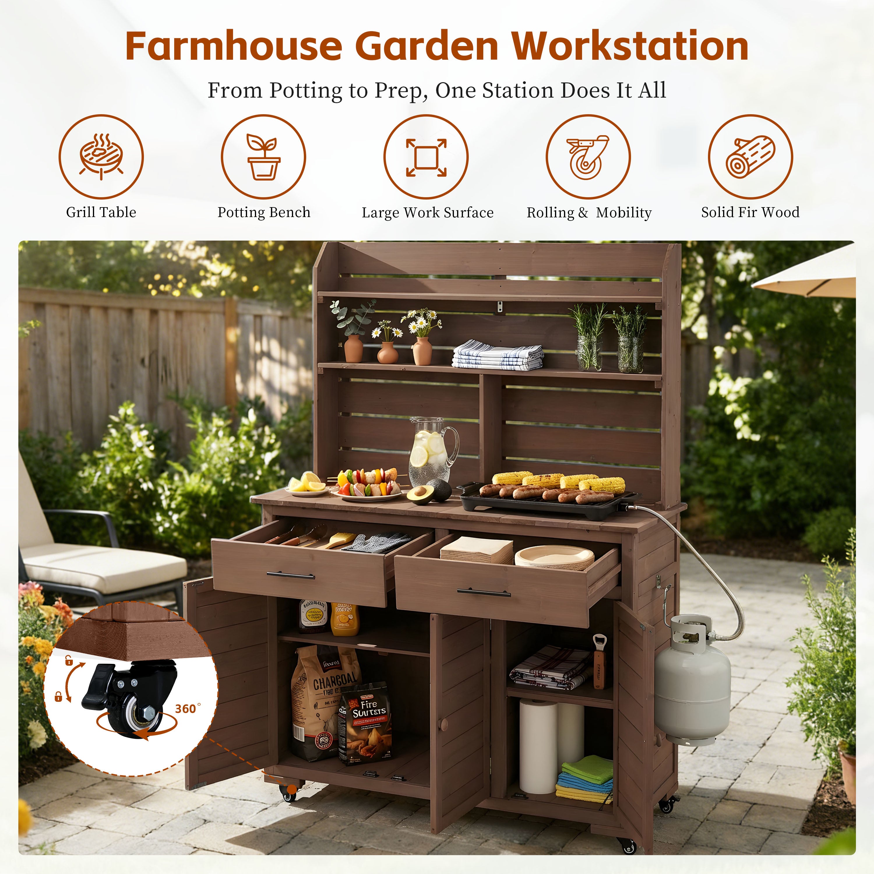TOPMAX 65''H Large Garden Potting Bench