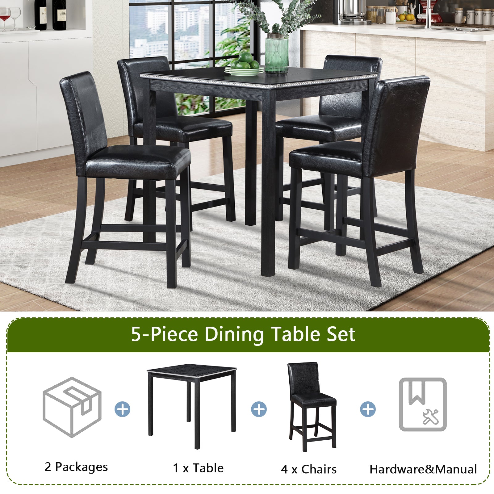 5 Piece Counter Height Dining Table Set
