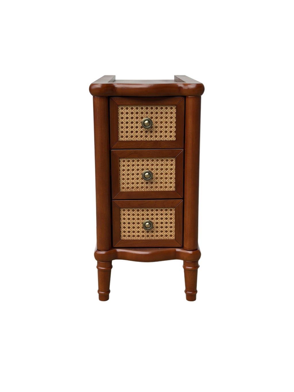 End Table - Rattan Narrow Side Table with 3 Drawers