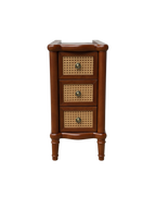 End Table - Rattan Narrow Side Table with 3 Drawers