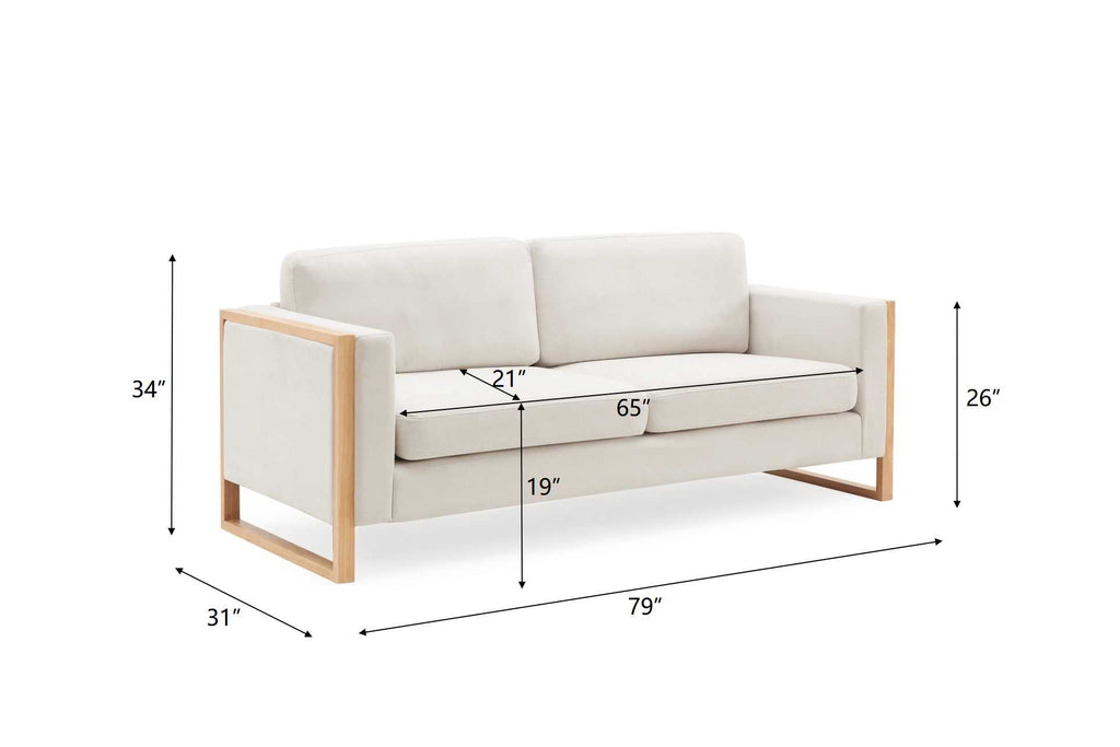 79" Modern Sofa with Solid Wood Legs