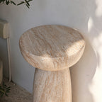 Natural Stone Grain Mushroom Shape Side Table
