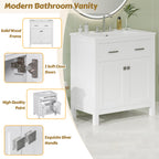 30-Inch Bathroom Vanity with Ceramic Sink, Modern
