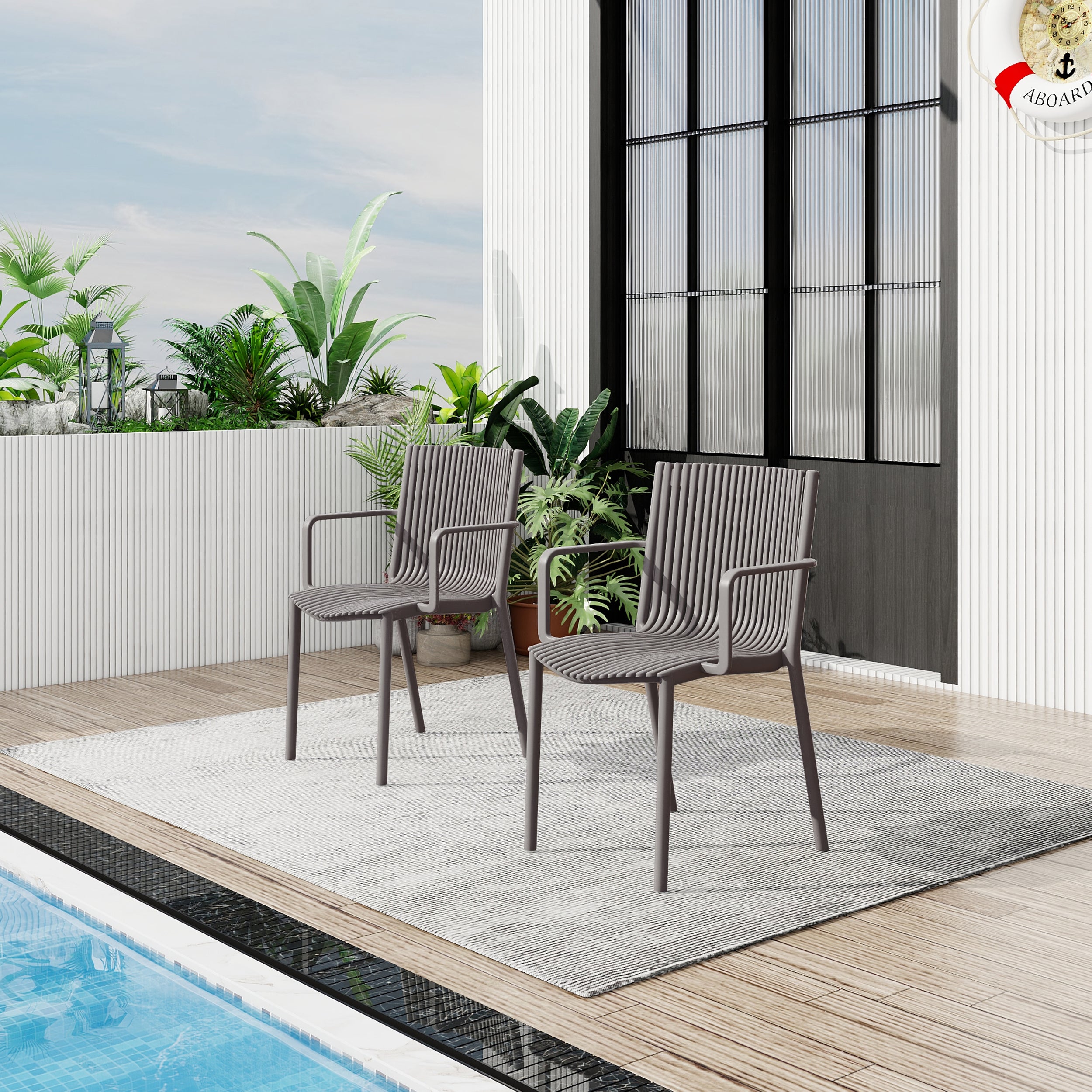 Summer 4pcs Modern Stackable Plastic Armchair Set