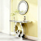 Modern Mirror Side Table - Silver