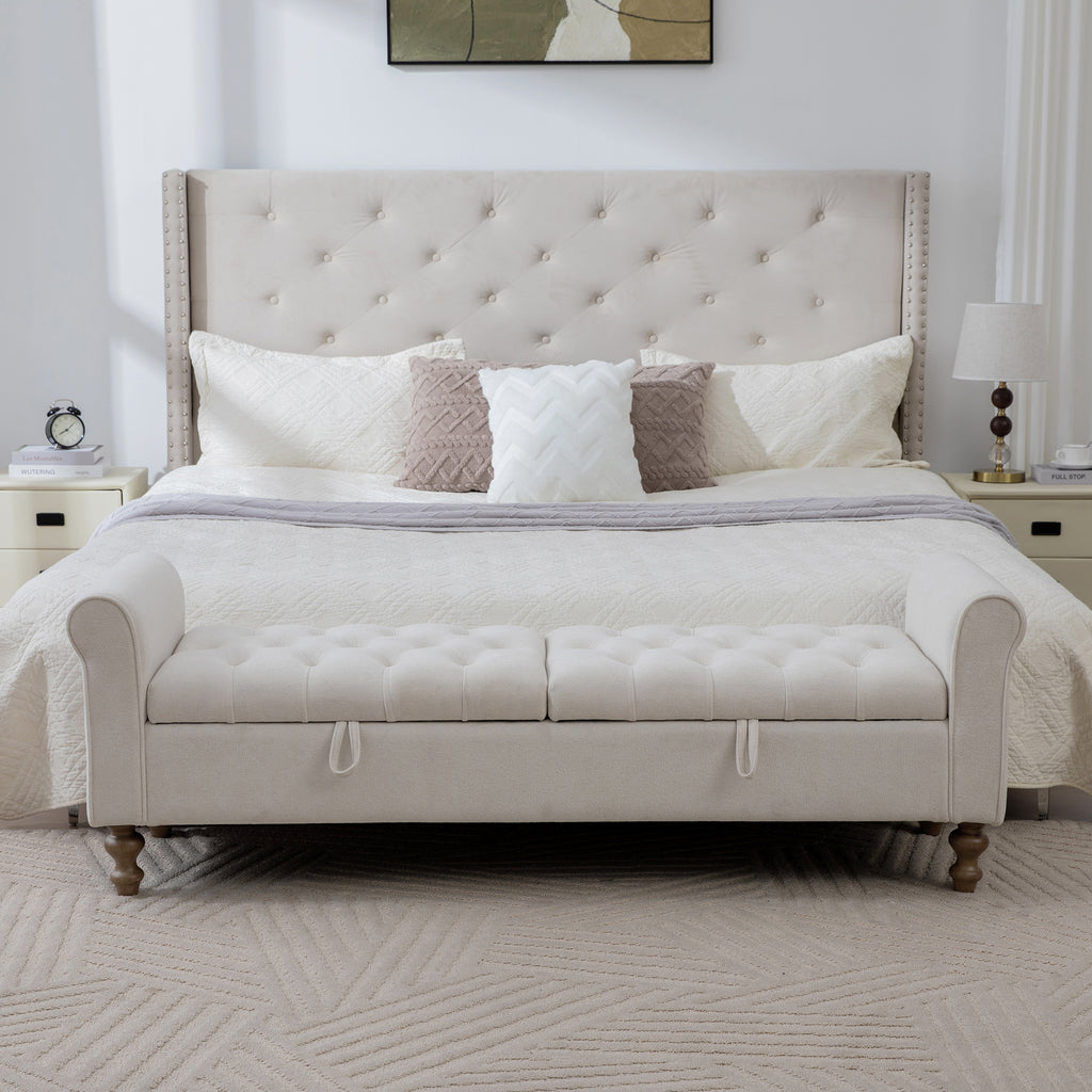 65.75" Wide Modern Upholstered Storage Bench