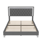 3-Pieces Bedroom Set - Queen Size Upholstered Platform Bed with LED Lights