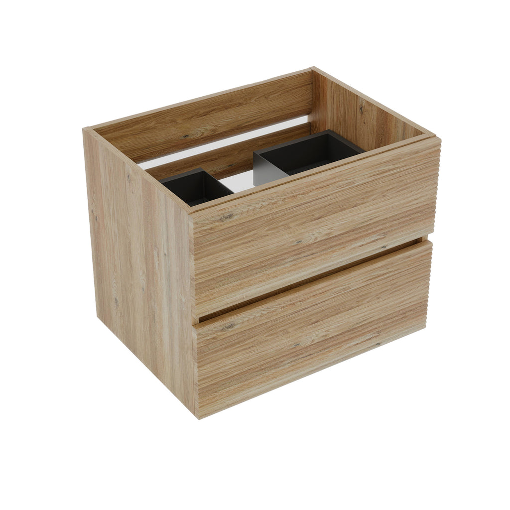 Grace 24 Rough Oak Wall-Mounted Bathroom Vanity, Double Drawer
