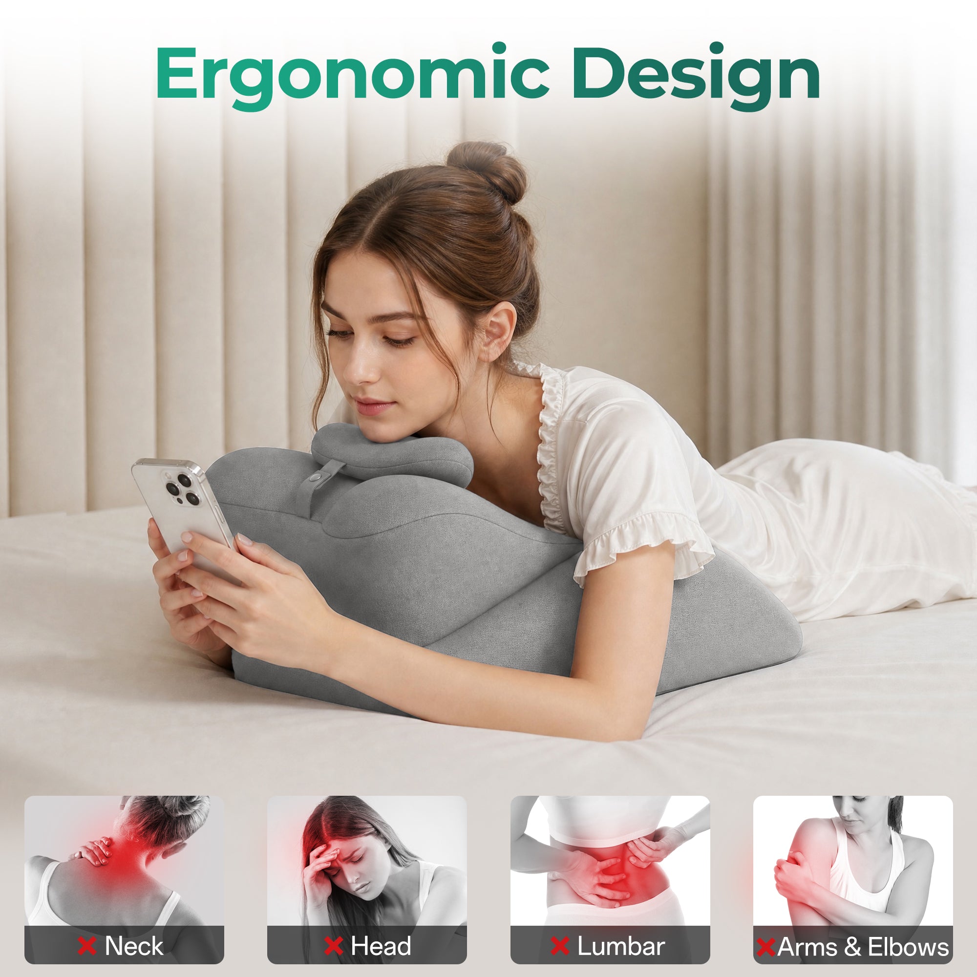 27° Ergonomic Memory Foam Support Pillow for Couples