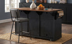 K&K 72" Farmhouse Kitchen Island with Fridge Storage
