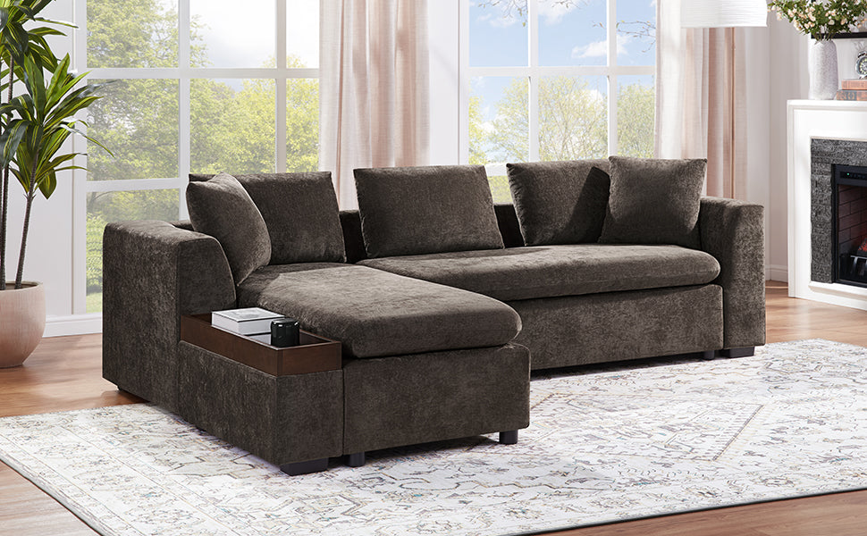 L-Shaped Upholstered Sectional Sofa with Storage Compartment