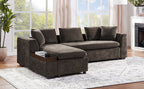 L-Shaped Upholstered Sectional Sofa with Storage Compartment