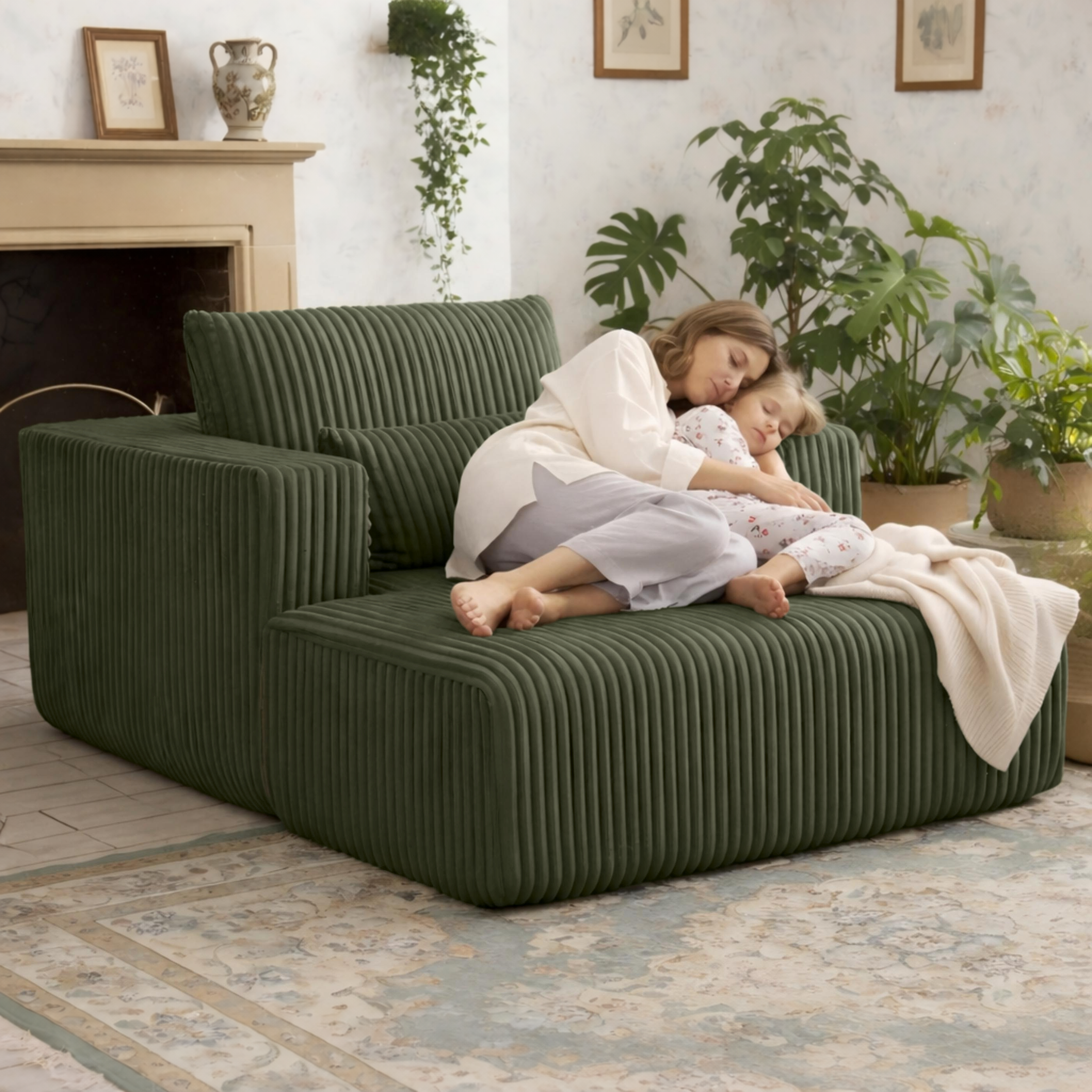 Sofa Bed - 62.6" x 48.23" Compressed Couch with Lumbar Pillows