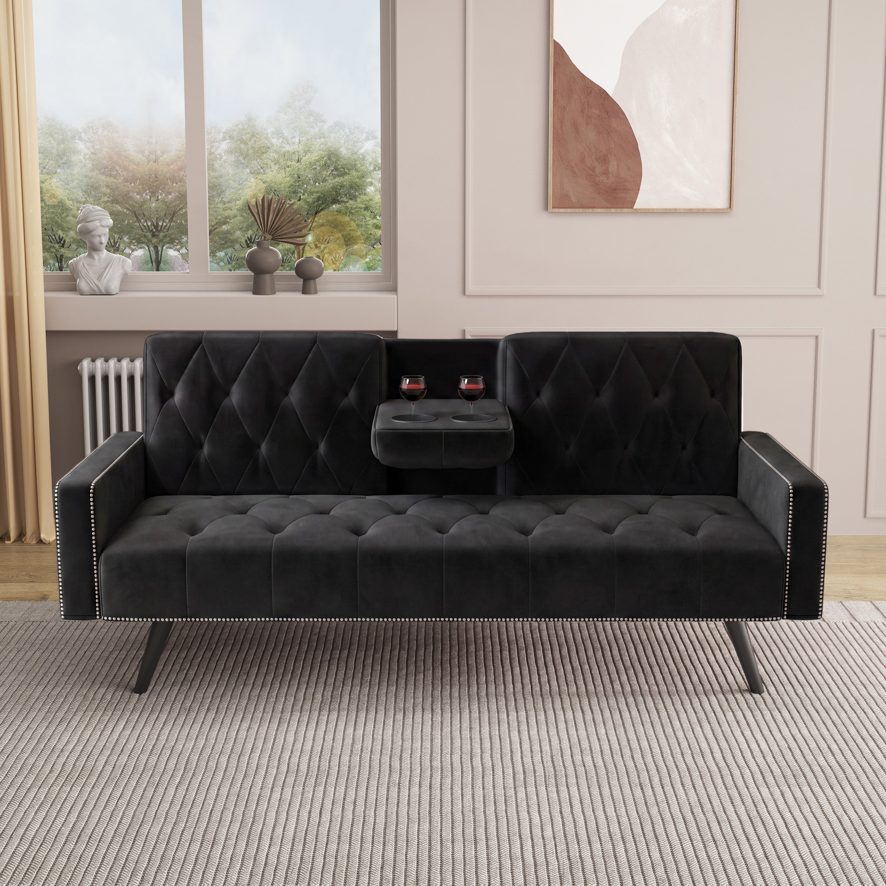 1730 Sofa Bed Armrest with Nail Head Trim