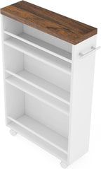 20" Slim Storage Cart – 4-Tier Narrow Rolling Kitchen Utility Cart