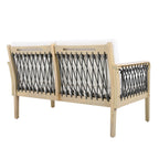 Outdoor Acacia Wood Loveseat & Coffee Table Set with Handwoven Rope