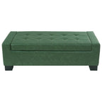 Green Storage Ottoman Bench with Solid Wood Legs