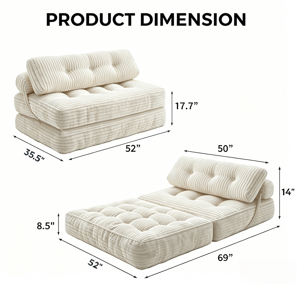 Folding Sofa Bed - Convertible Chair with Pillow