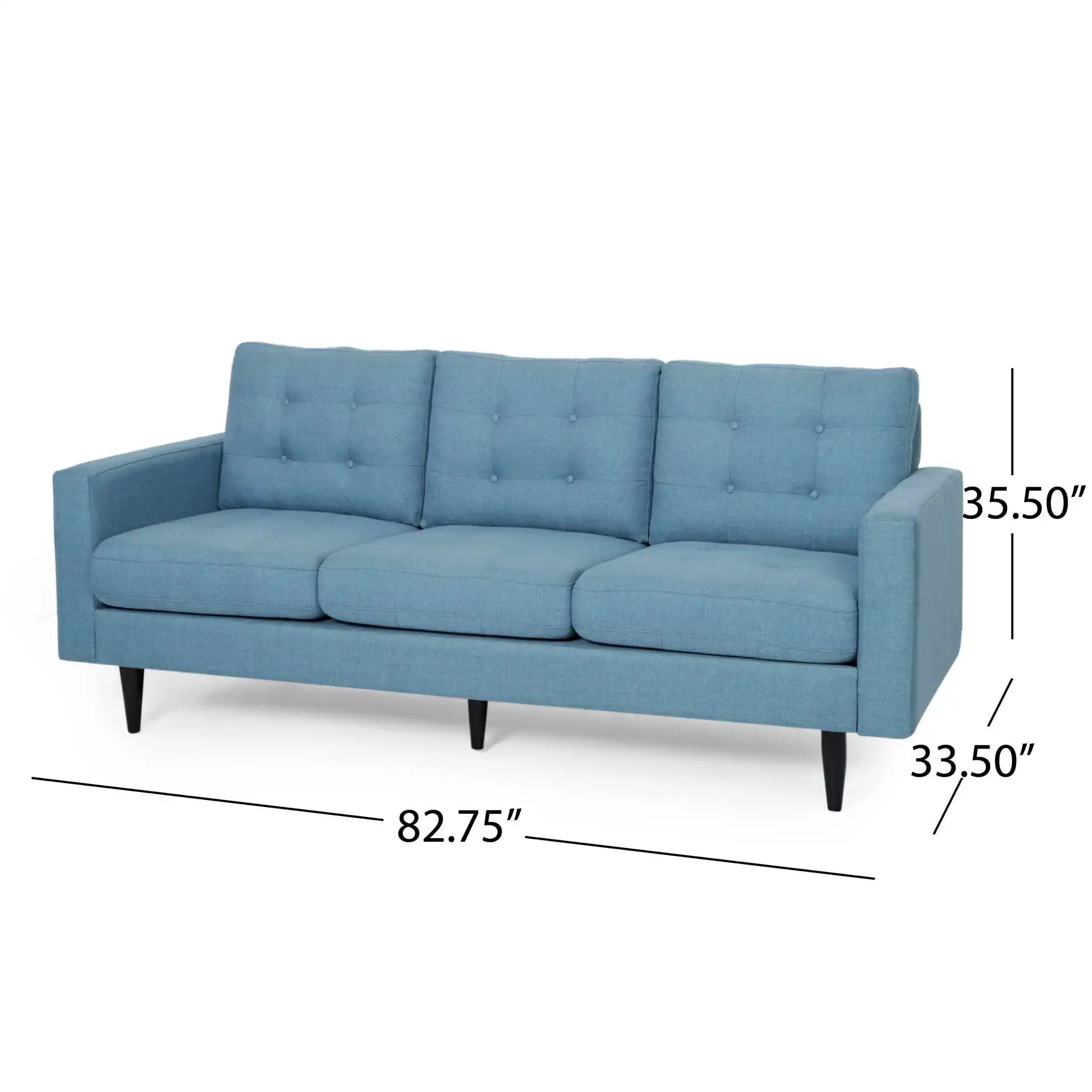 Jenny Contemporary Tufted Fabric 3-Seater Sofa