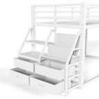 Twin Over Twin Bunk Bed with Storage Shelves and LED Lights
