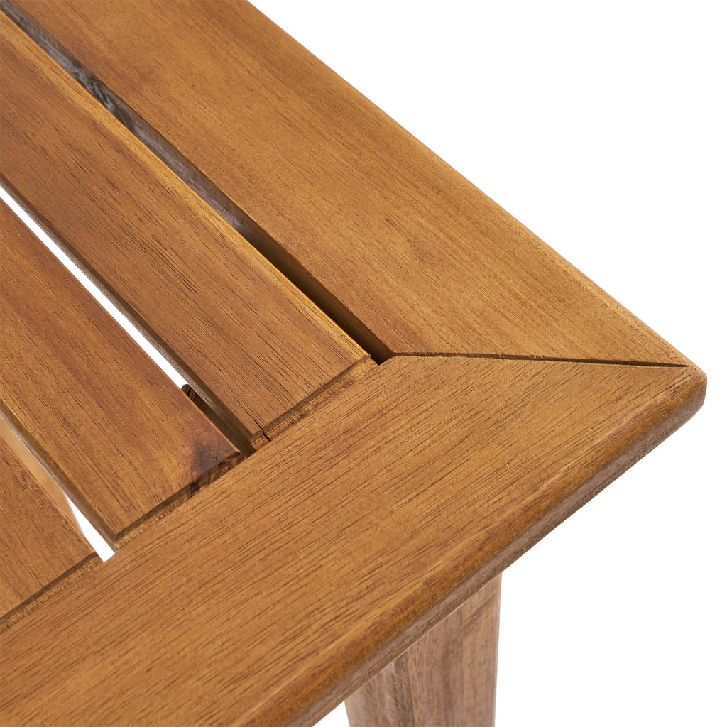 Outdoor Minimalist Acacia Wood Rectangle Bar Table - Teak Finish