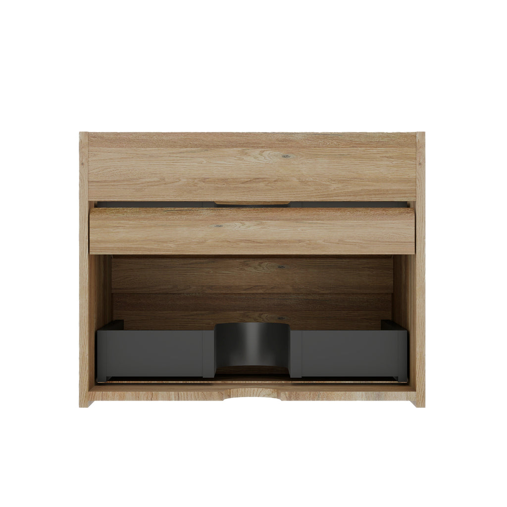 Grace 24 Rough Oak Wall-Mounted Bathroom Vanity, Double Drawer