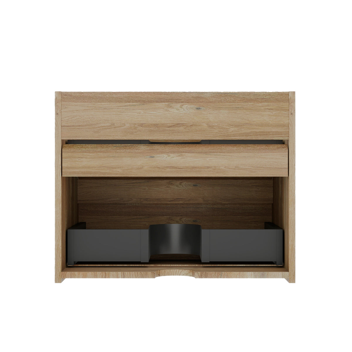 Grace 24 Rough Oak Wall-Mounted Bathroom Vanity, Double Drawer