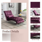 Velvet Chaise Lounge Indoor Chair (Purple Velvet)