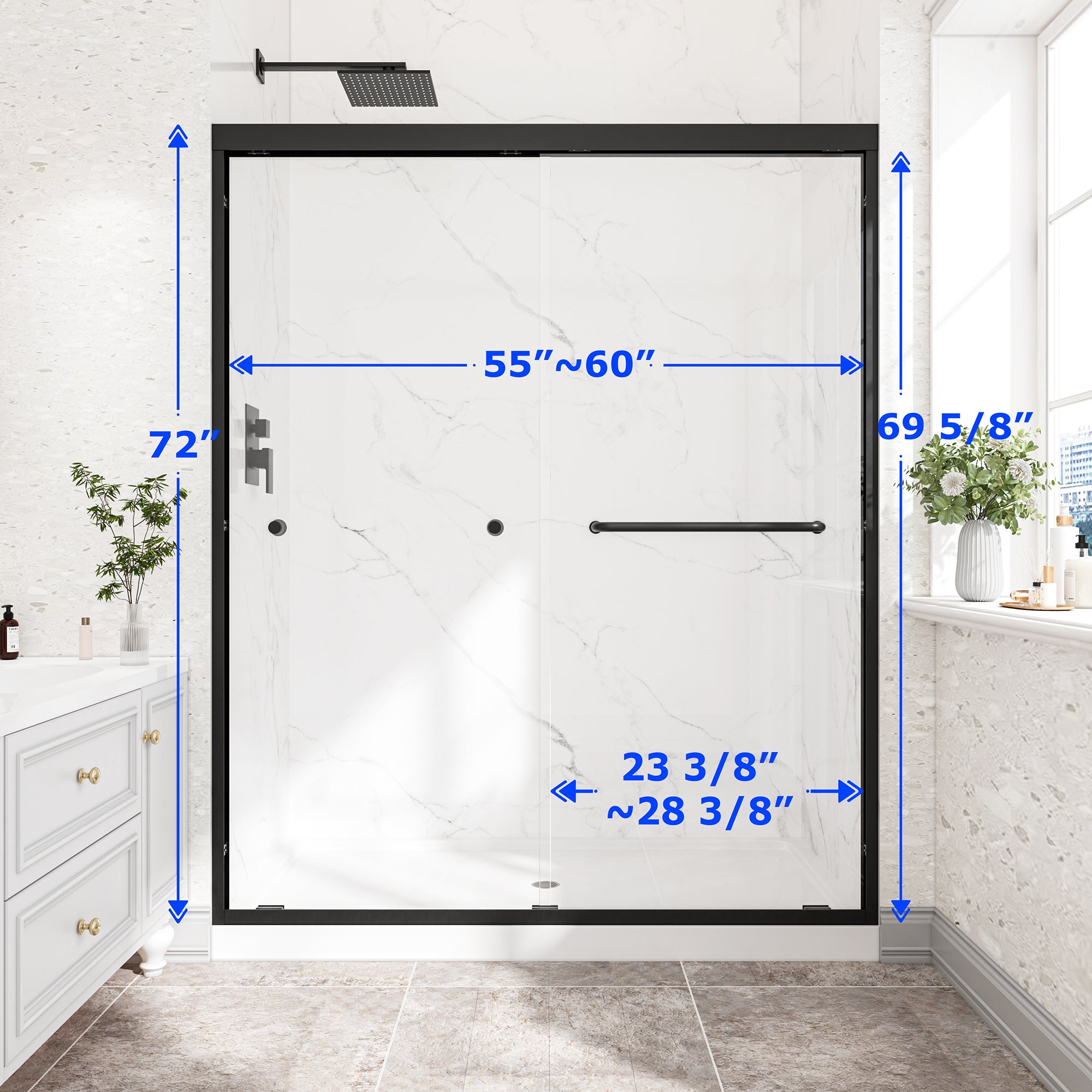 Premium 55"-60" W x 72" H Shower Door